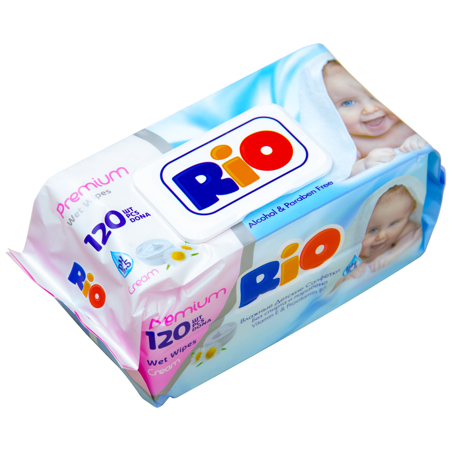 Салфетки влажные Rio Baby с кремом 72 шт0