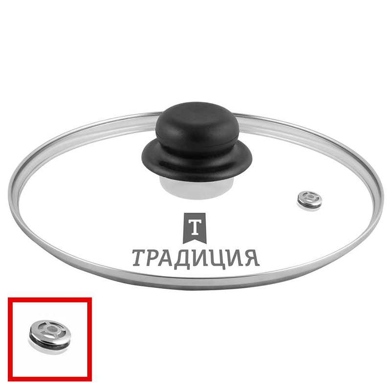 Крышка стеклянная 20 см, с металлическим ободком №TR20P