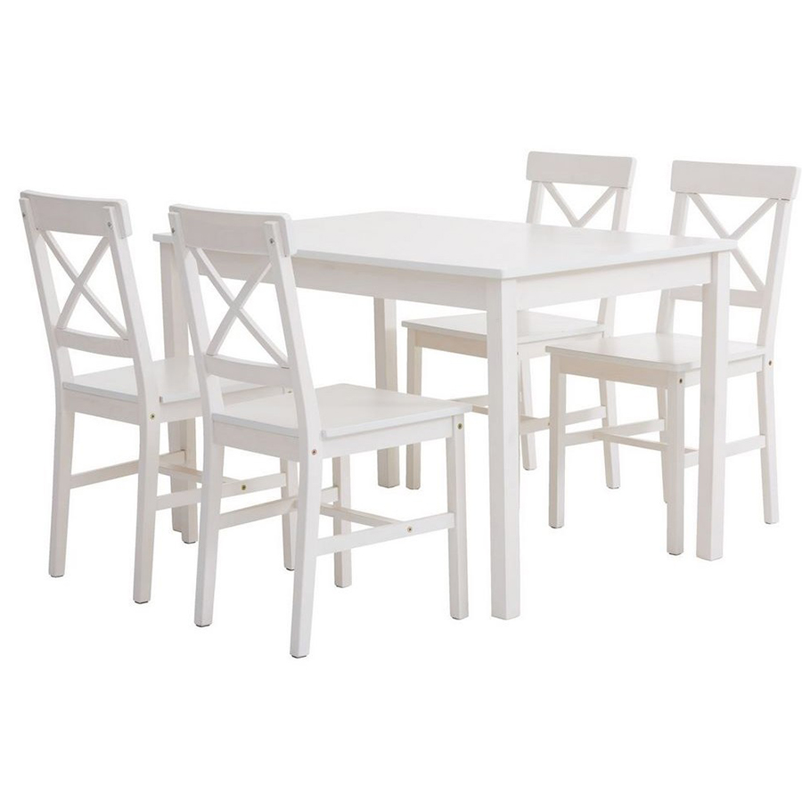 Столовый комплект от производителей IKEA: стол + 4 стула "X back" (белый) (ВИ)