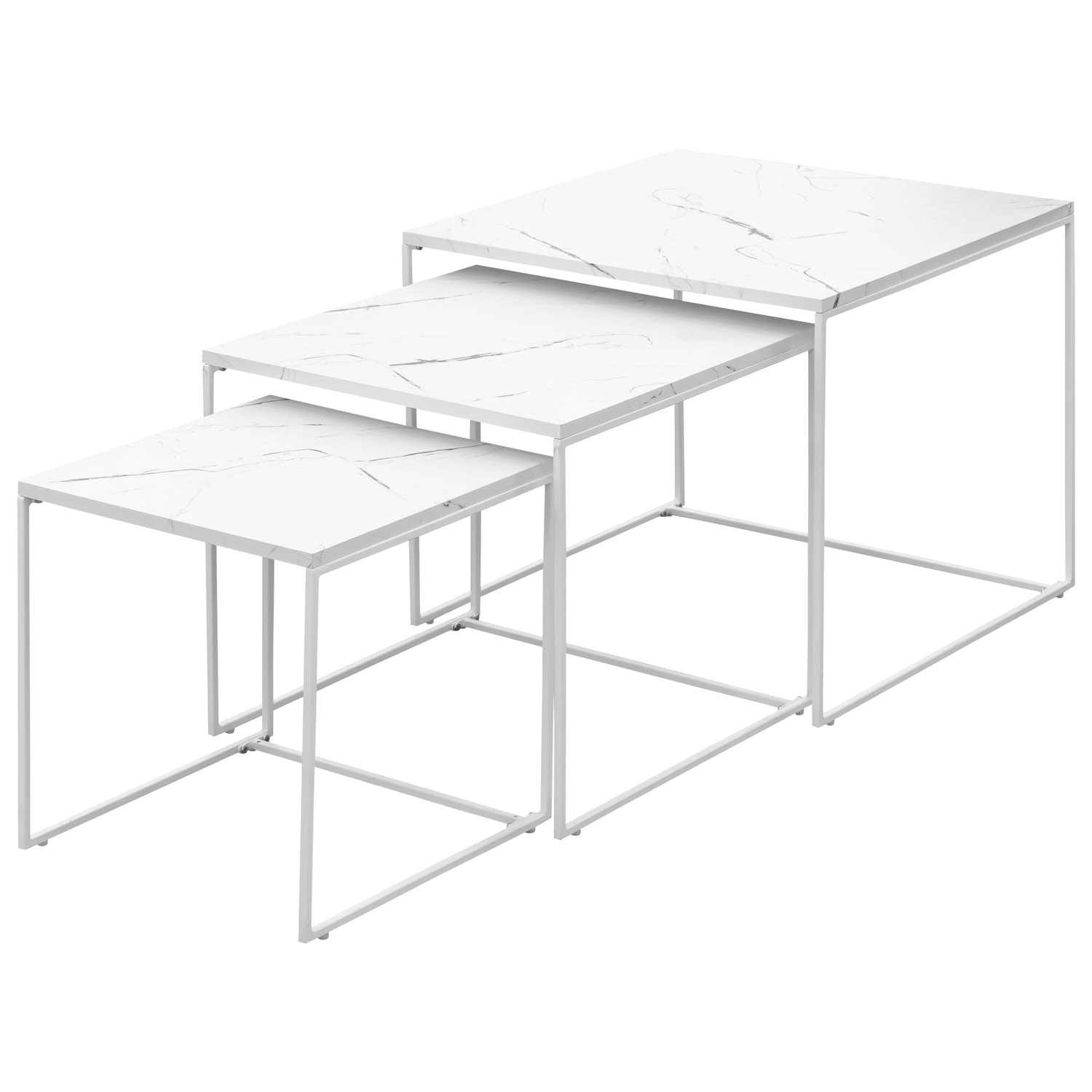 Комплект журнальных столиков (3 шт.) №CT-675 (мрамор белый) (ВИ)