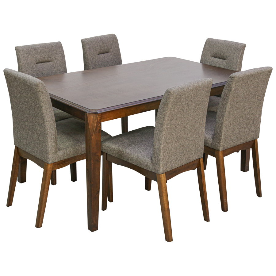 Комплект мебели: стол + 6 стульев №B4 (венге/темно-коричневый) (Малайзия)