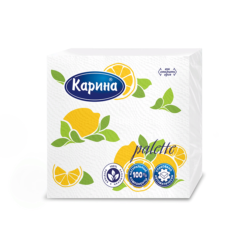 Салфетки Карина с рисунком, 100 шт. (белые)