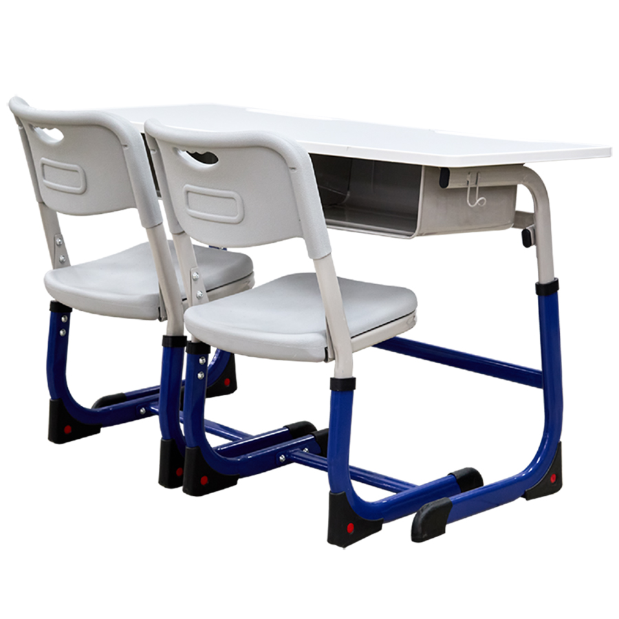Парта школьная 2-х местная + 2 стула, регулируемая №KZ-025 (серый + синий) (ВИ)2