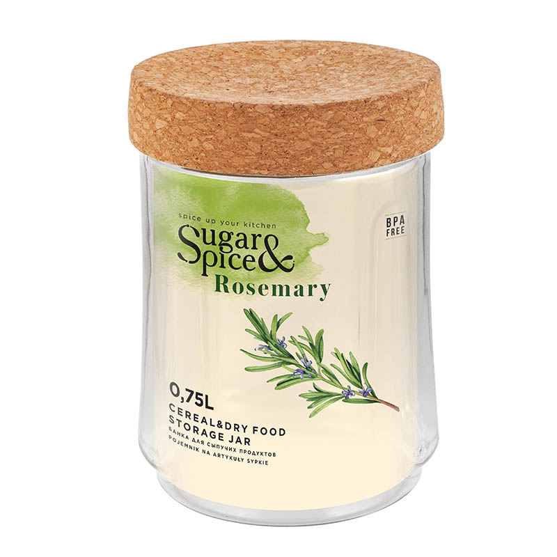 Банка для сыпучих продуктов Sugar&Spice "Rosemary" с пробковой крышкой 0,75 л. №SE10571