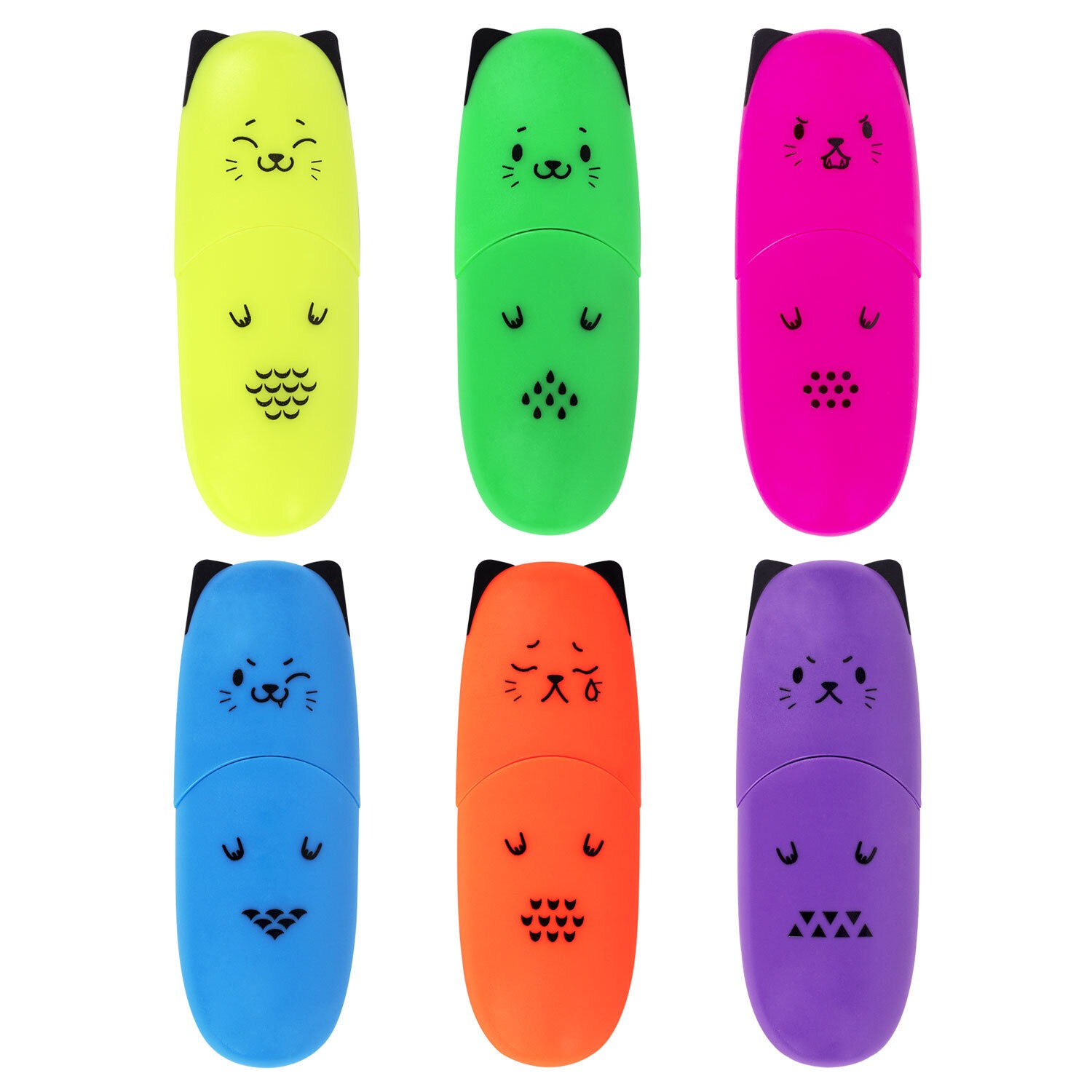 Текстовыделитель мини BRAUBERG KIDS "CUTE CATS NEON", АССОРТИ В ПЛАСТИКОВОЙ БАНКЕ, 1-5 мм, 1524330