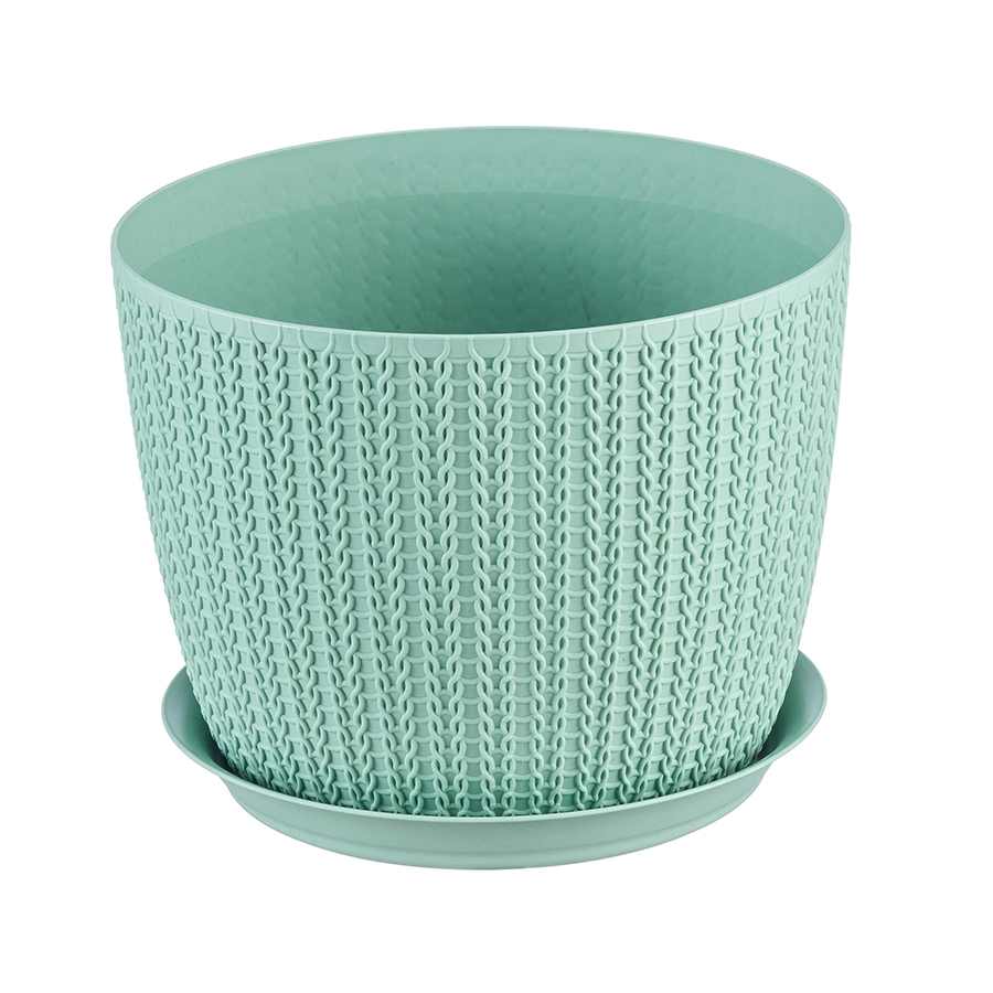 Кашпо 1,1 л. d135 мм. с поддоном "Вязание" №М 3119