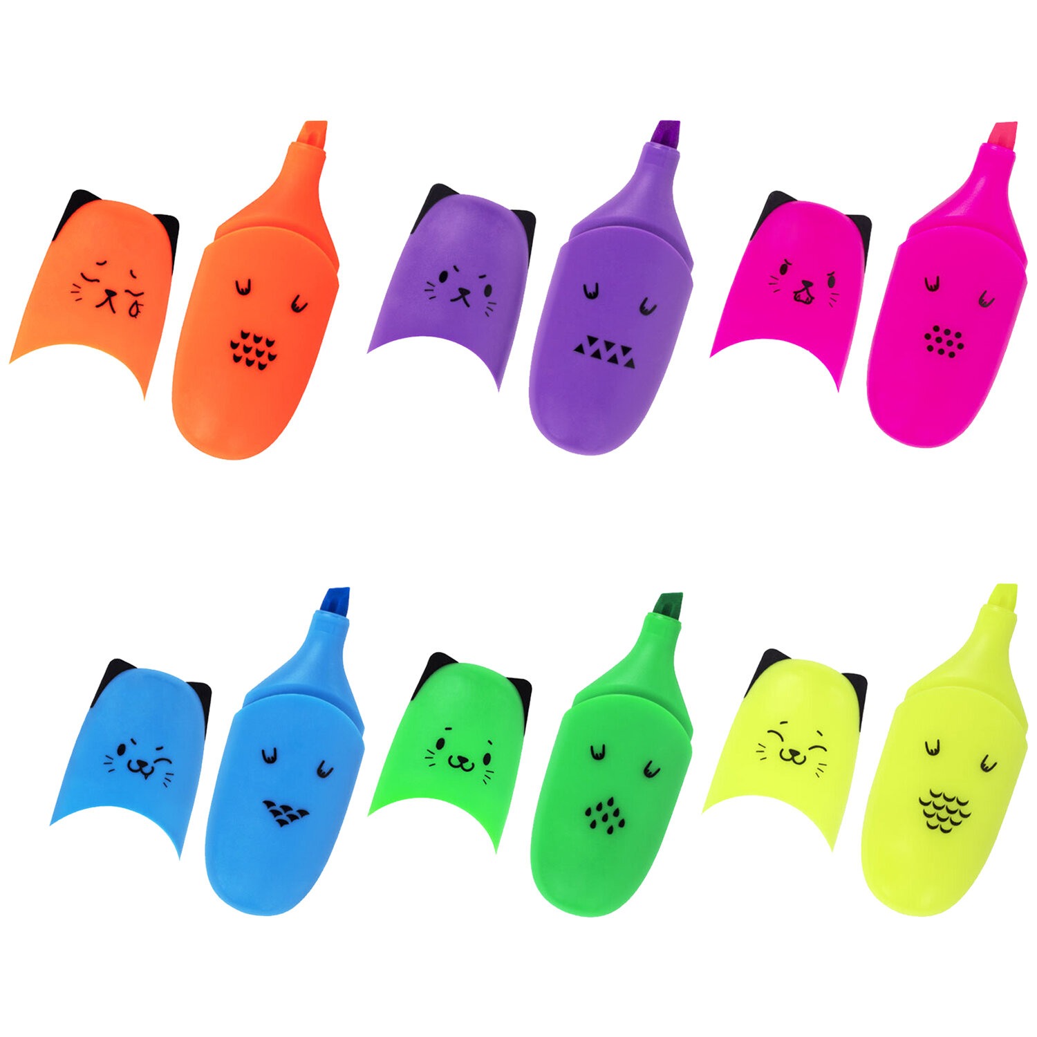 Текстовыделитель мини BRAUBERG KIDS "CUTE CATS NEON", АССОРТИ В ПЛАСТИКОВОЙ БАНКЕ, 1-5 мм, 1524331