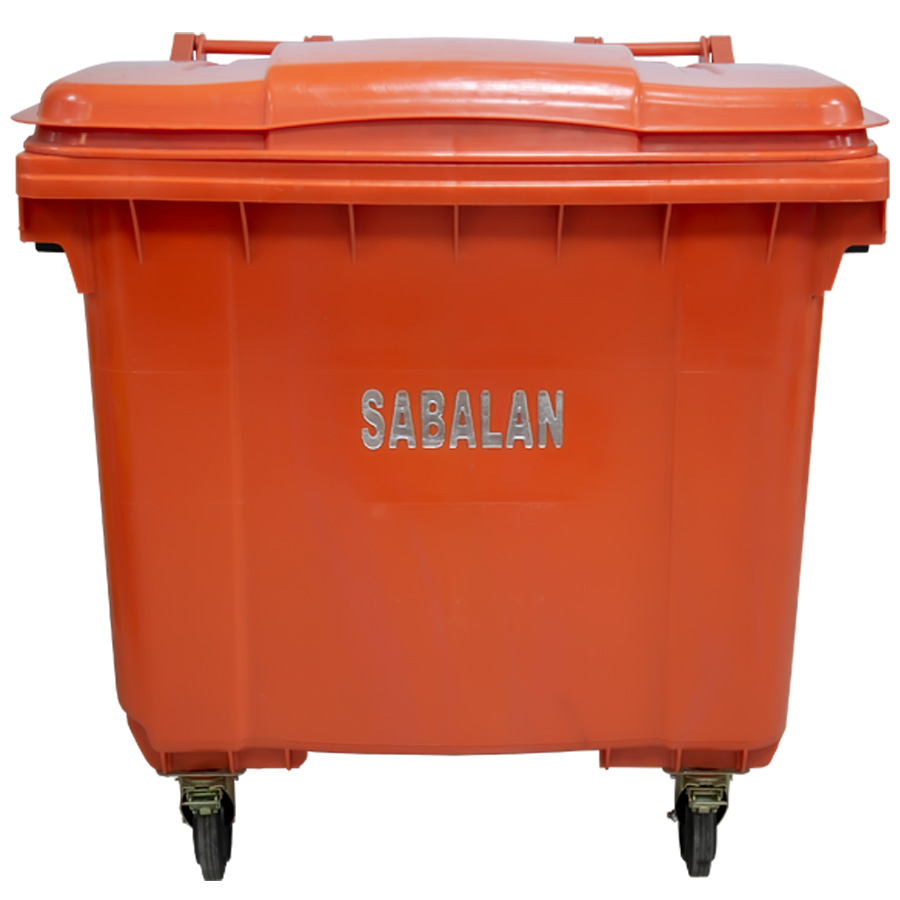 Бак мусорный с крышкой 1100 л на колесах "Sabalan" (оранжевый) (И)0